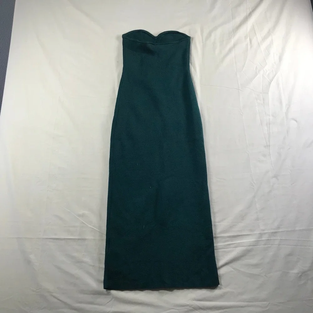 Abercrombie & Fitch Strapless Sweater Maxi Dress Teal Green Sweetheart XS NEW